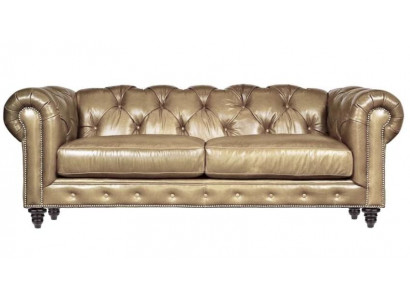 Hellbraun Dreisitzer Leder Chesterfield Wohnzimmer Design Sofa Chesterfield Neu