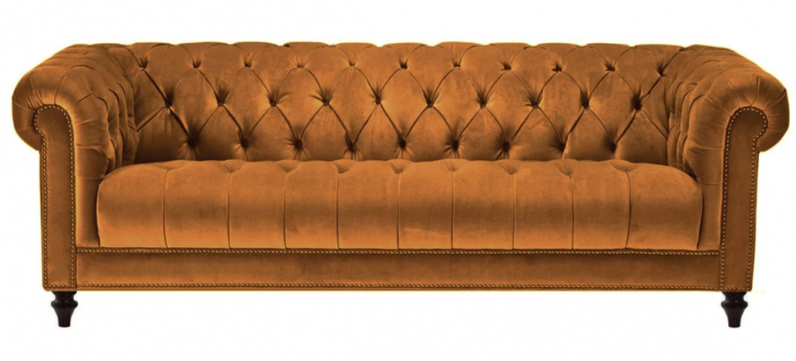 Chesterfield Original Samt Dreisitzer Stoff Design Couchen Polster Sofa Sofas