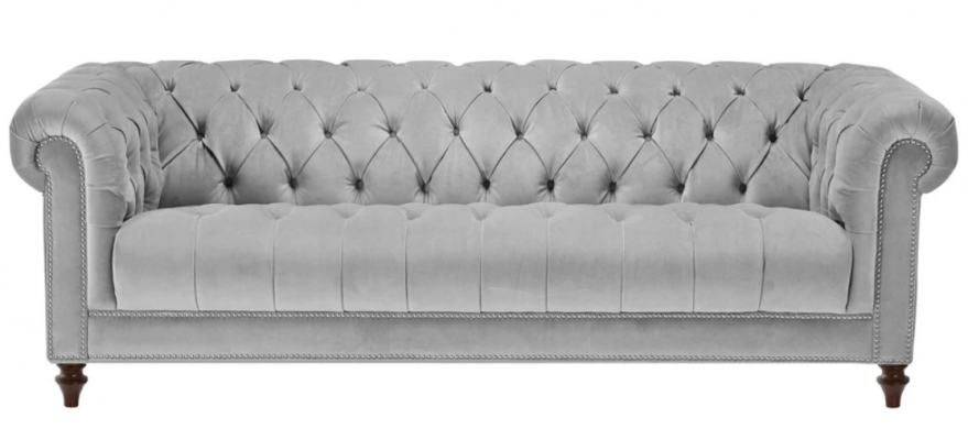 Hellgrau Dreisitzer Chesterfield Neu Stoff Wohnzimmer Couchen Polster Sofa Sofas