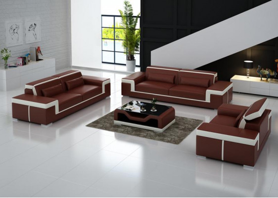 Sofagarnitur 3+3 Sitzer Leder Sofa Couch Polster Garnitur Sofagarnitur