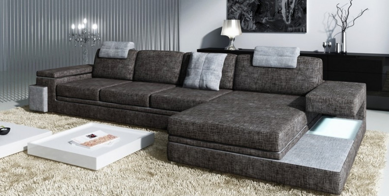 Design Ledersofa Sofa Couch Garnitur Polster Wohnlandschaft Eck Textil