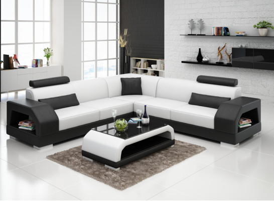 XXL Couch Ecksofa Leder Wohnlandschaft Garnitur Design Modern Sofa L-Form G8001B