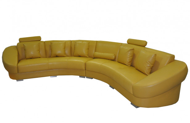 Runde Eck Sofa Couch Polster XXL Big Rund Couchen Wohnlandschaft U Form gelb Neu