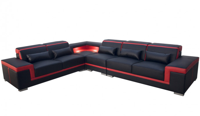 XXL Couch Ecke Ledersofa Wohnlandschaft Garnitur Design Modern Sofa LForm G8020B