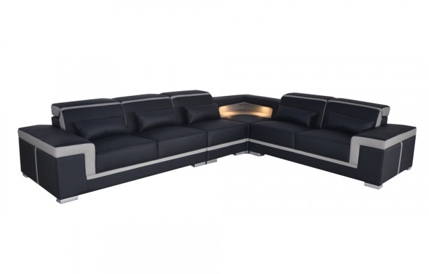 XXL Couch Ecke Ledersofa Wohnlandschaft Garnitur Design Modern Sofa LForm G8020B