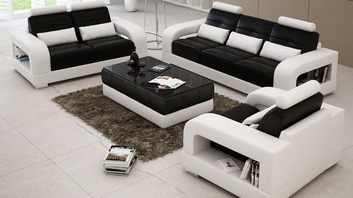 Ledersofa Couch Sofagarnitur 3+2+1 Sitzer Garnitur Design Modern Sofa