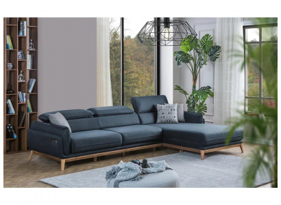 Designer Wohnzimmer Sofas L-Form Einrichtung Polstermöbel Schwarz Ecksofa