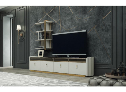 Wohnwand Design Wandregal TV-Ständer Wandschrank Wohnzimmer Holz Einrichtung