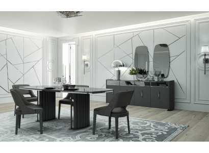 Luxur Esszimmer Set Esstisch 4x Stühle Sideboard mit 2x Spiegel 8 tlg