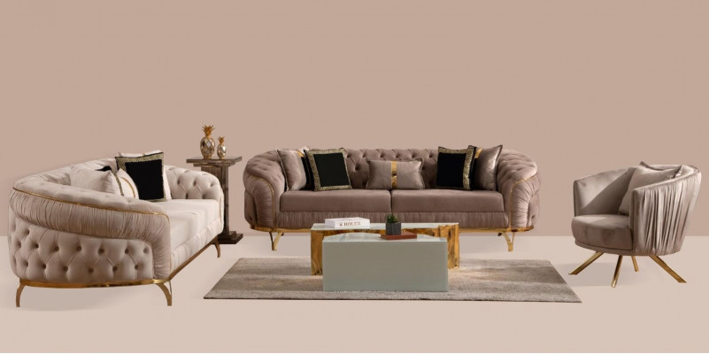 Chesterfield Sofagarnitur 321 Sitzer Design Polster Sofa Garnitur Set