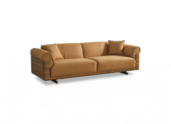 Sofa Dreisitzer 3 Sitzer Polstersofa Braun Stoff Polyester Couch Modern