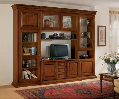 Wohnzimmer Möbel Wohnwand klassisch Italienischer Stil Holz Möbel Neu