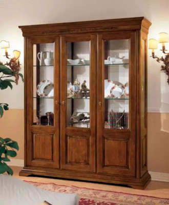 Vitrine Klassische Italienische Wohnzimmer Braun Schränke Anrichte Neu