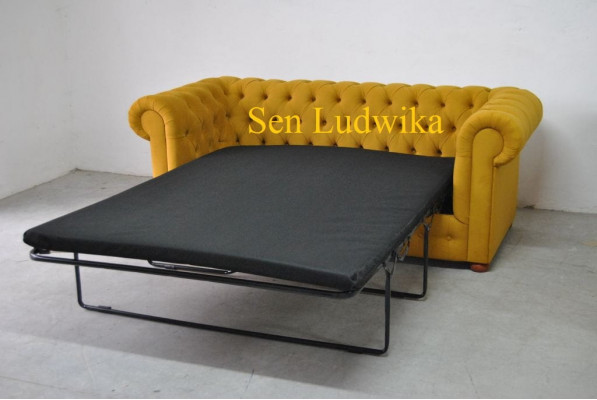 Chesterfield Dreisitzer Samt Couch Polster Schlaf Sofa Couch Bettfunktion Neu