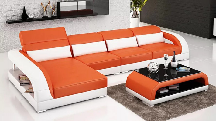 Design Eckcouch Ecksofa Wohnzimmer Moderne Lederpolster Couch Sofa