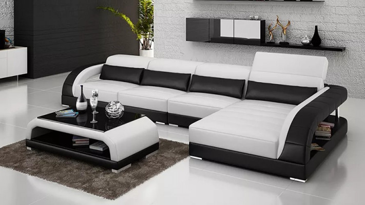 Design Eckcouch Ecksofa Wohnzimmer Moderne Lederpolster Couch Sofa