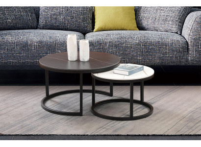 Wohnzimmer Runde Set 2x Couchtisch Kaffeetisch Beistelltisch Designer