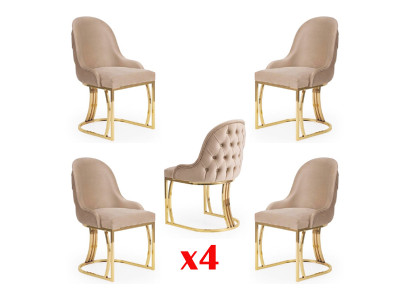 Esszimmer Textil Gastro Stuhl Design Set 4x Sessel Stoff Polster Stühle