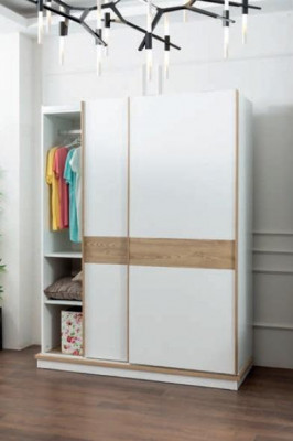 Design Kleiderschrank Schwebetüren Schrank Schlafzimmer Schränke Holz Weiß Braun