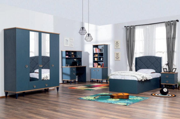 Bücherregal Blau Jugendzimmer Möbel Bücherschrank Modern Kinderzimmer Neu