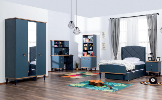 Bücherregal Blau Jugendzimmer Möbel Bücherschrank Modern Kinderzimmer Neu