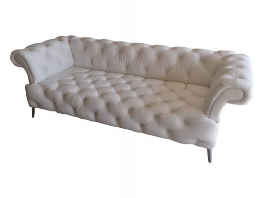 Chesterfield Sofa 3 Sitzer Luxus Couch Kunstleder Sofas Weiß Ledersofa