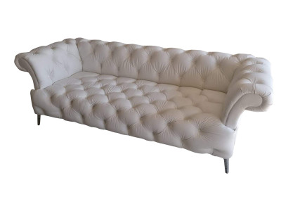 Chesterfield Sofa 3 Sitzer Luxus Couch Kunstleder Sofas Weiß Ledersofa