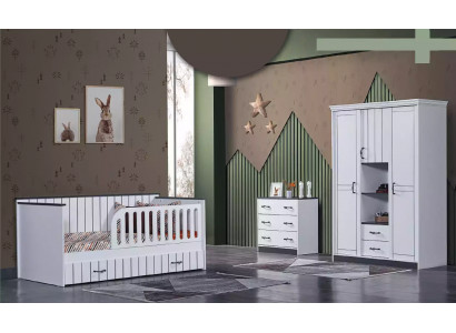 Kleinkind Kinderzimmer Schlafzimmer Bett Kommode Kleiderschrank 3tlg.