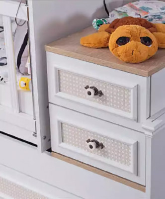 Baby Bett Kinderzimmer Komplettes Schlafzimmer Schrank Kommode 3tlg.