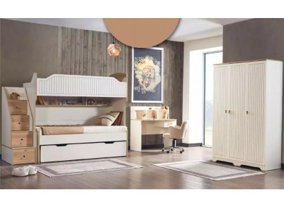 Kinderzimmer Etagenbett Hochbett Set Schreibtisch Kleiderschrank 3tlg.