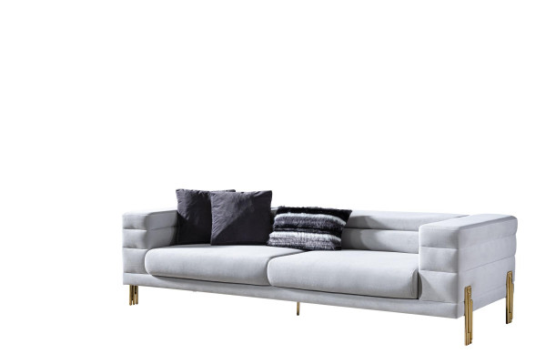 Luxus Sofagarnitur Sofa 4 Sitzer Sessel Stoff Modern Weiß Modern Set