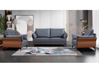 Sofagarnitur 3+1+1 Sitzer Sofas Couch Polster Garnitur Möbel Couchen Leder Büro