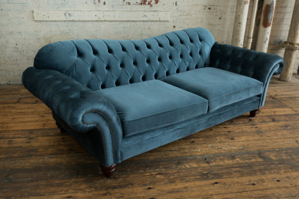 Chesterfield 4 Sitzer Couch Polster Textil Couchen Wohnzimmer Sofa