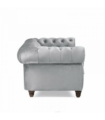 Chesterfield 5 Sitzer Klassische Luxus Sofa Textil Leder Couch Silber Couchen