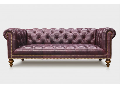 Brauner Chesterfield 3 Sitzer Sofa Ledersofa Couch Polster Möbel