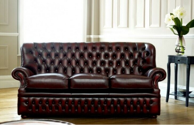 Brauner Chesterfield 3-Sitzer im Antik Stil Designer Wohnzimmer Couch