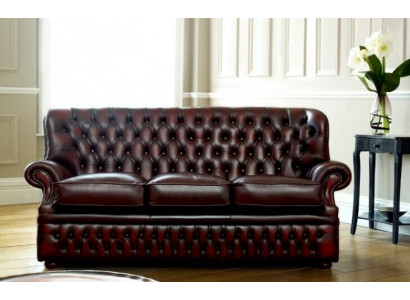 Brauner Chesterfield 3-Sitzer im Antik Stil Designer Wohnzimmer Couch