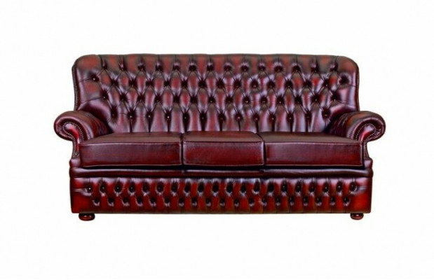 Brauner Chesterfield 3-Sitzer im Antik Stil Designer Wohnzimmer Couch