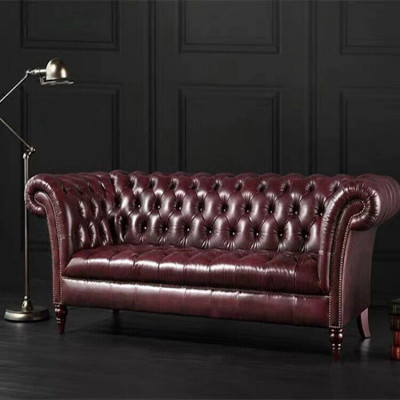 Chesterfield Couch Dreisitzer Sitz Polster Sofa Braun Edles Sofa