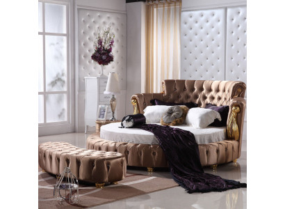 Rundes Bett Chesterfield Designer Rund Betten Schlafzimmer Textil Leder