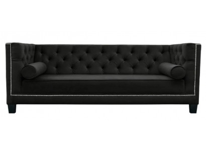 Chesterfield 4 sitzer Sofa Luxus Design Textil Stoff Couchen Schwarze Sofas