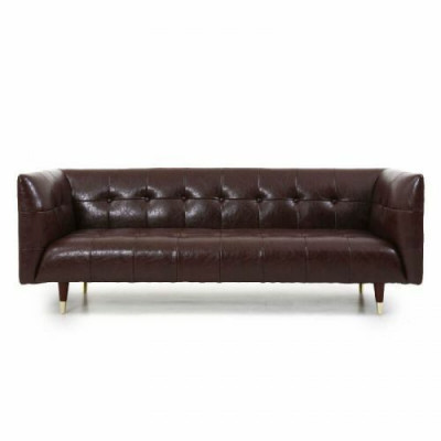 Brauner Chesterfield Luxus 3-Sitzer Leder Wohnzimmer Sofa