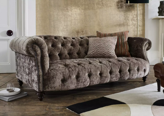 Chesterfield brauner Dreisitzer Designer 3-er Couch Luxus Sofa