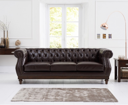 Chesterfield Designer Brauner 3-Sitzer Luxus Wohnzimmer Sofa