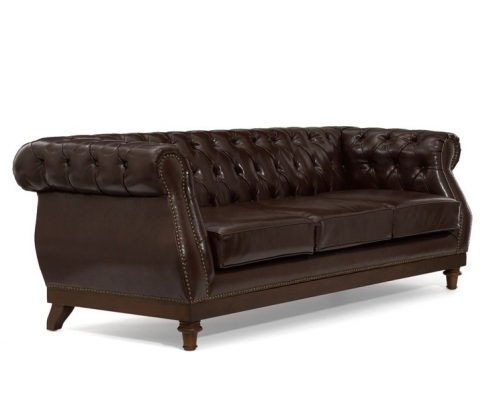 Chesterfield Designer Brauner 3-Sitzer Luxus Wohnzimmer Sofa