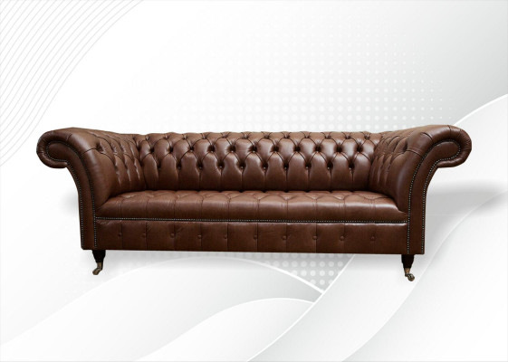 Chesterfield Couch Polster Sofas Klassische Leder 3 Sitzer Couchen Sofa Braun