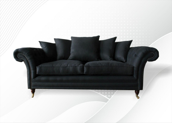 Sofa 3 Sitzer Klassisch Design Sofas Polster Leder Moderne Couchen 3 er Schwarz