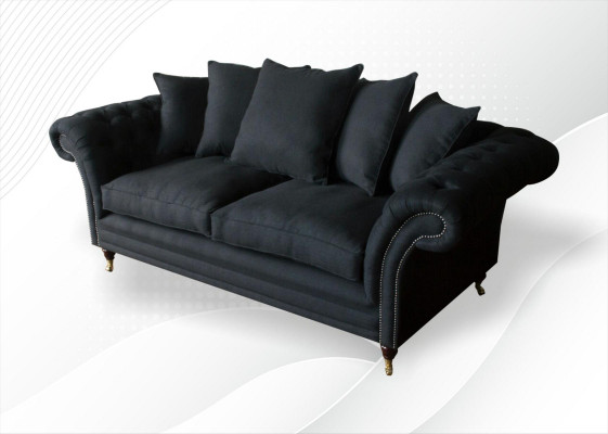 Sofa 3 Sitzer Klassisch Design Sofas Polster Leder Moderne Couchen 3 er Schwarz