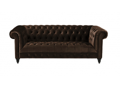 Braune Samt Couch Luxus Polster Chesterfield Möbel Sofa mit Knöpfen Dreisitzer