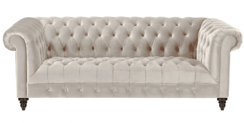 Chesterfield Beige Samt Couch Luxus Polster Möbel Sofa mit Knöpfen Dreisitzer